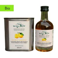 Bio-Zitronen-Oliven&ouml;l von Maremmasapori &ndash; Kombination aus 50 ml Flasche und 100 ml Kanister, fruchtig-zitronig, exklusiv bei Oberland Auster.