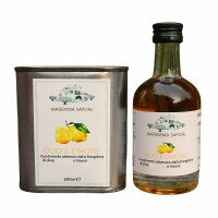 Zitronen-Oliven&ouml;l von Maremmasapori &ndash; Kombination aus 50 ml Flasche und 100 ml Kanister, fruchtig-zitronig, exklusiv bei Oberland Auster.