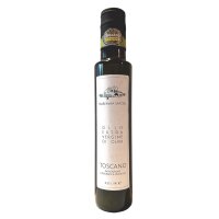 "Oliven&ouml;l von Maremma Sapori &ndash; 250 ml Flasche natives Oliven&ouml;l extra, R&uuml;ckseite mit Etikett und N&auml;hrwertangaben."