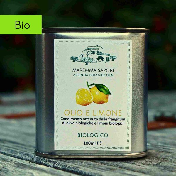 100 ml Bio-Zitronen-Olivenöl Kanister von Maremmasapori – toskanische Spezialität, handwerklich kaltgepresst, fruchtig-frisch mit harmonischem Abgang.